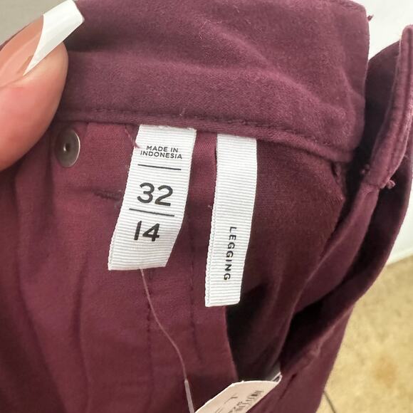LOFT Burgundy Skinny Legging Jeans Women’s Size 14 / 32 Stretch Pants - Picture 12 of 14